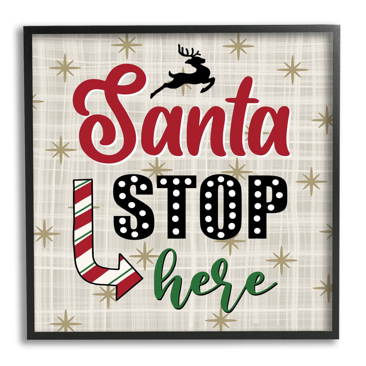 Stupell Industries Santa Stop Here Retro Holiday Framed Giclee Art